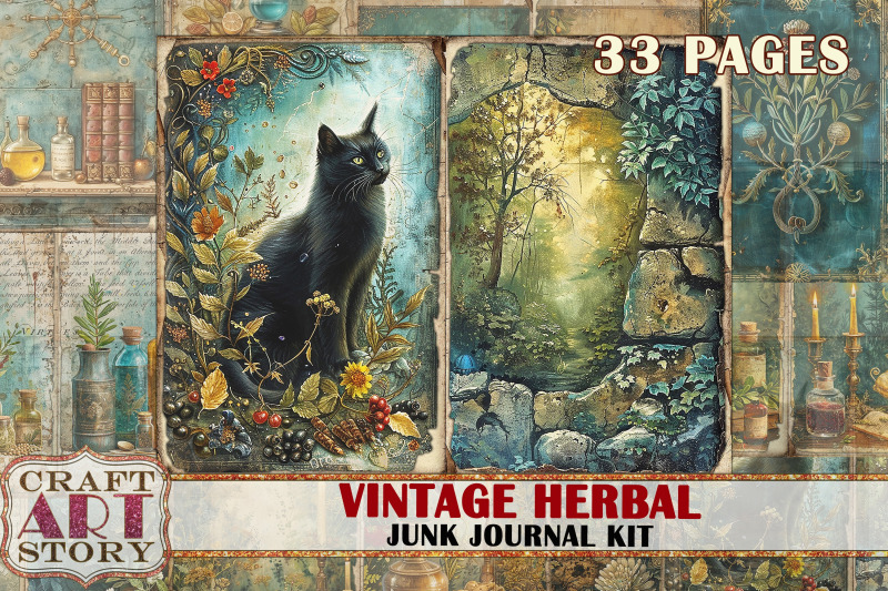 vintage-herbal-junk-journal-pages-2-scrapbook-herb-witch