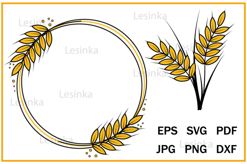 cute-round-border-frame-made-of-wheat-ears-clipart-svg