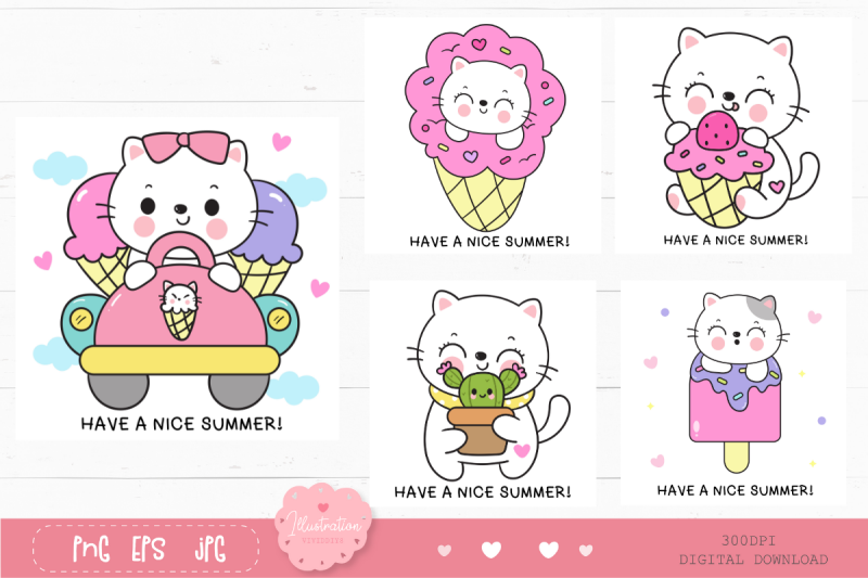 cute-cat-summer-kawaii-kitten-cartoon-baby-animal