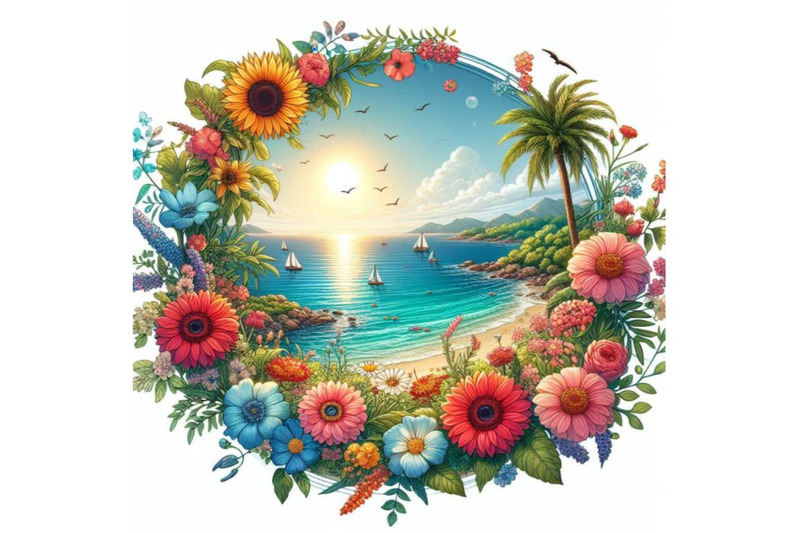 4-summer-sea-view-and-beautiful-flowers-inside-the-circle