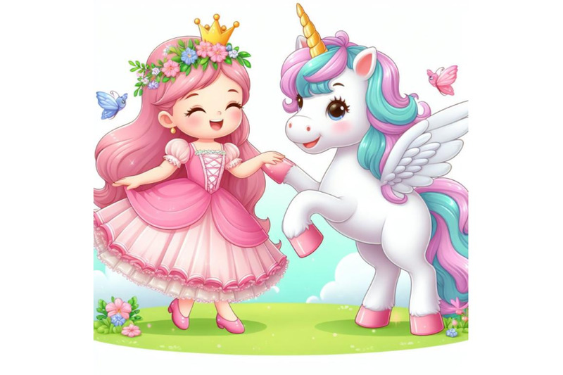 4-cute-cartoon-fairy-tale-princess-and-unicorn