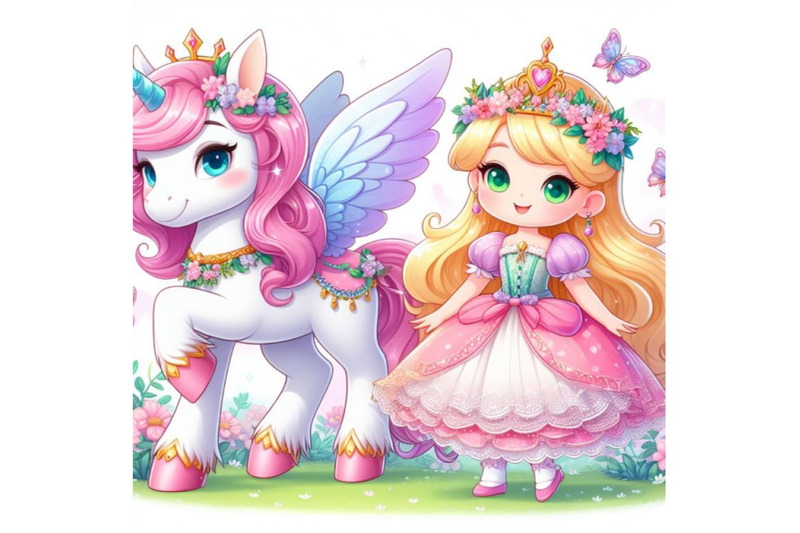 4-cute-cartoon-fairy-tale-princess-and-unicorn