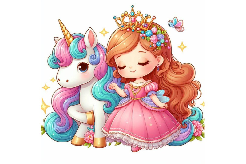 4-cute-cartoon-fairy-tale-princess-and-unicorn