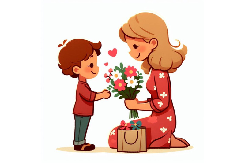 4-mothers-day-child-giving-his-mother-some-flowers-as-a-gift