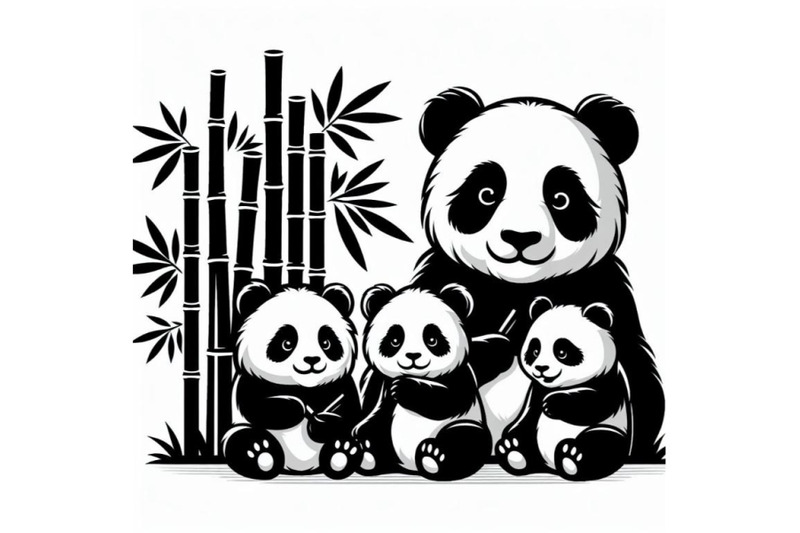 4-pandas-asia-cute-panda-family-and-bamboo