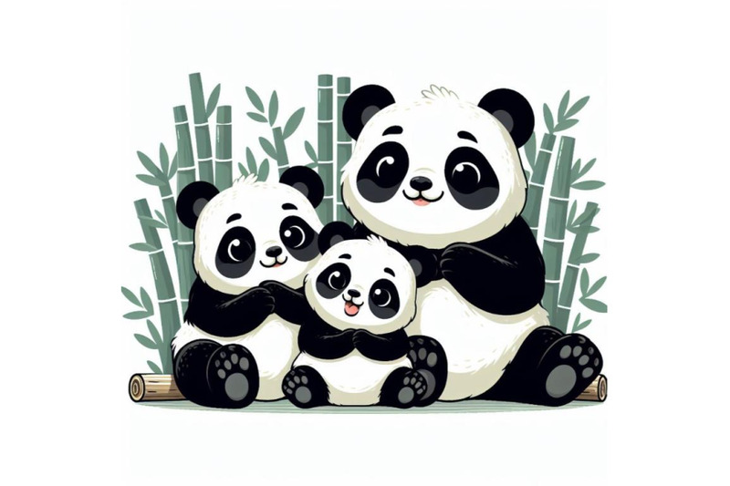 4-pandas-asia-cute-panda-family-and-bamboo