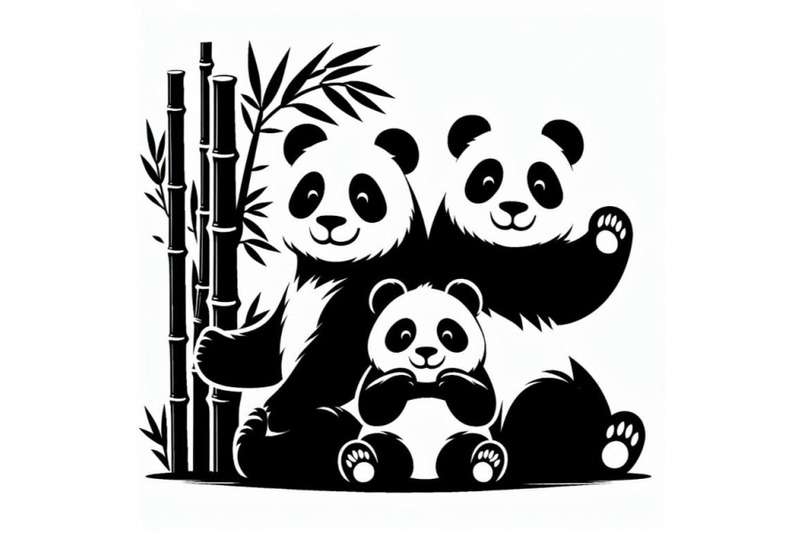 4-pandas-asia-cute-panda-family-and-bamboo