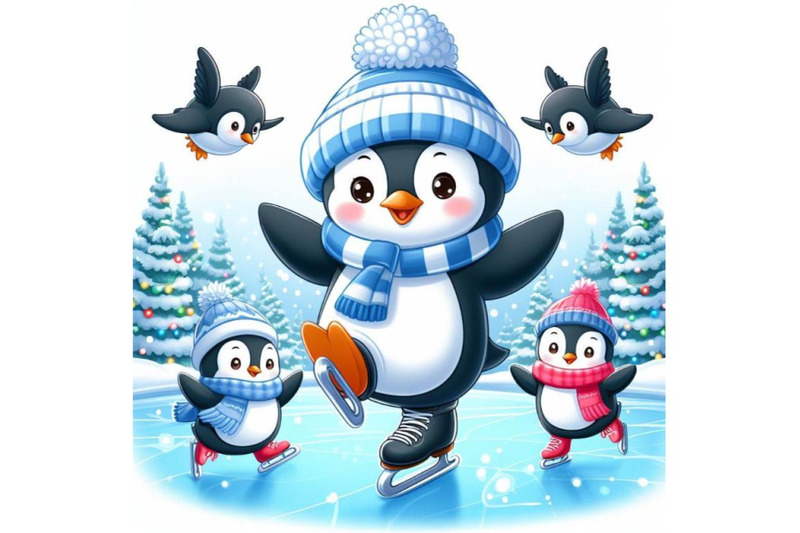 4-penguins-ice-skating