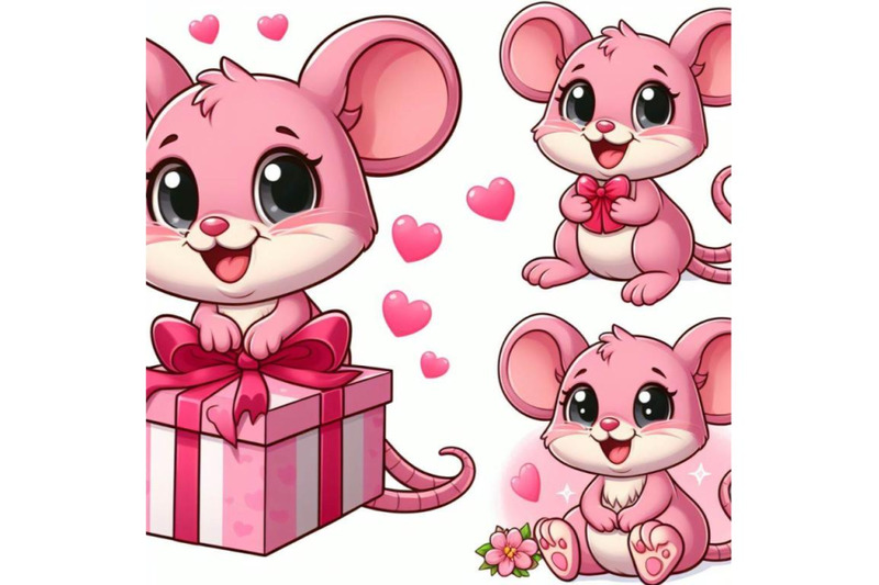 4-cartoon-pink-little-mouse