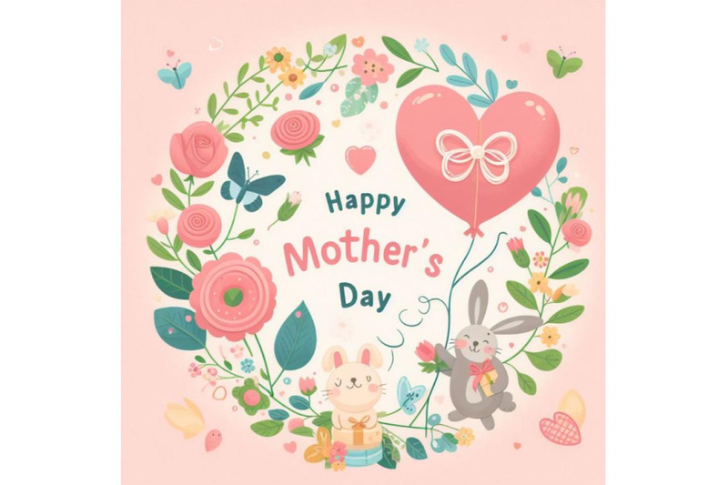 4-stickers-mothers-day-banner-with-hearts-flowers-and-butterflies