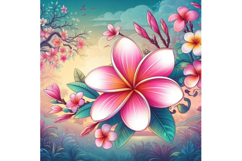 4-pink-plumeria-flower-in-garden