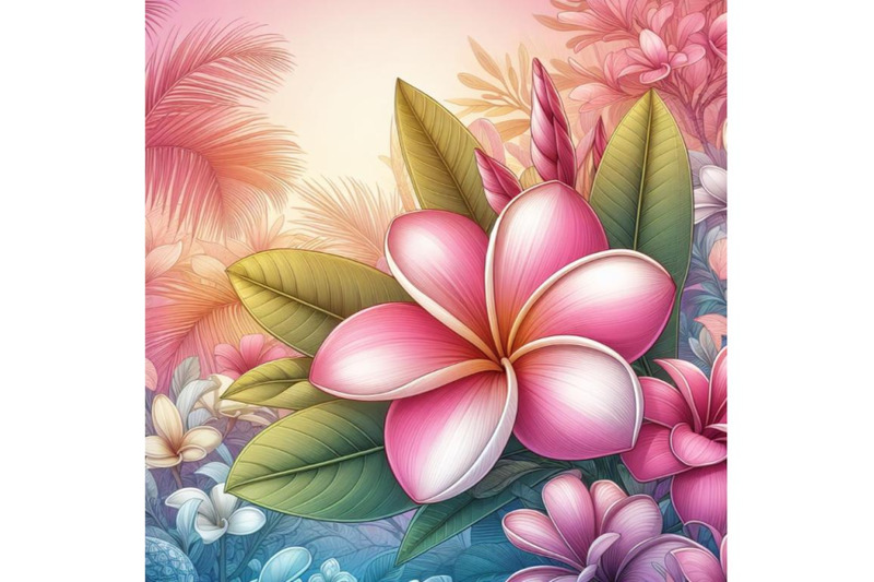 4-pink-plumeria-flower-in-garden