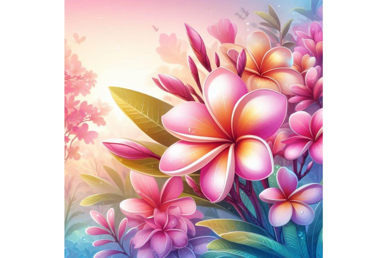 4-pink-plumeria-flower-in-garden