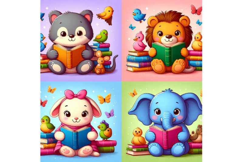 4-cute-animals-readimg-books