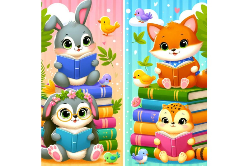 4-cute-animals-readimg-books