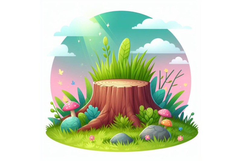 4-tree-stump-with-green-grass