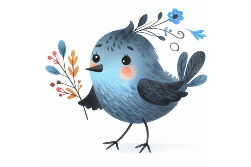 4-cute-bird-watercolor-vector-illustration-on-white-background