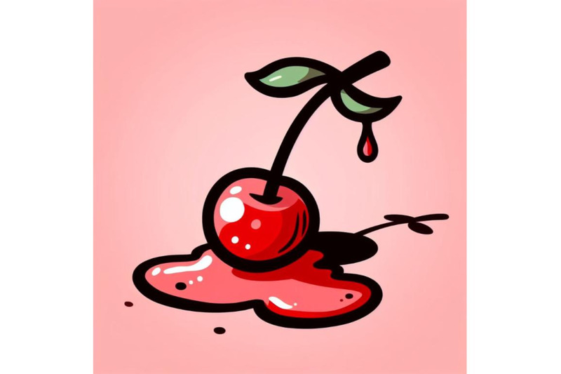 4-a-close-up-of-a-cherry-a-red-syrup-dripping-a-plain-pink-backgroun