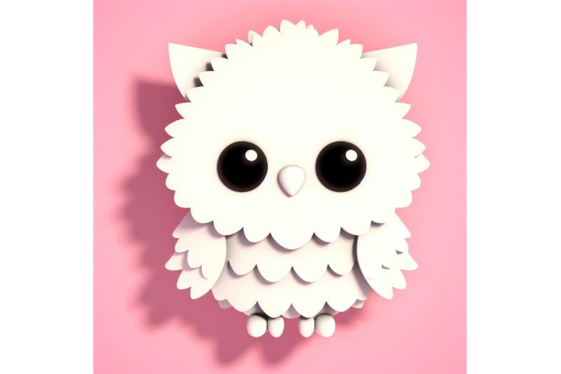 4-cute-fluffy-white-owl-pink-background-3d