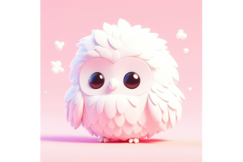 4-cute-fluffy-white-owl-pink-background-3d