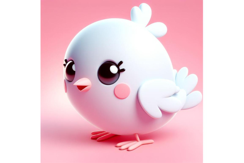 4-cute-fluffy-white-bird-pink-background-3d