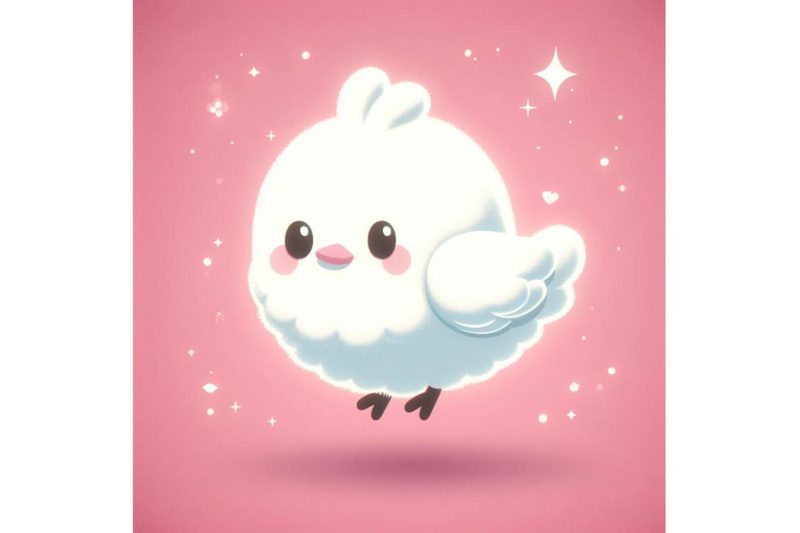 4-cute-fluffy-white-bird-pink-background-3d