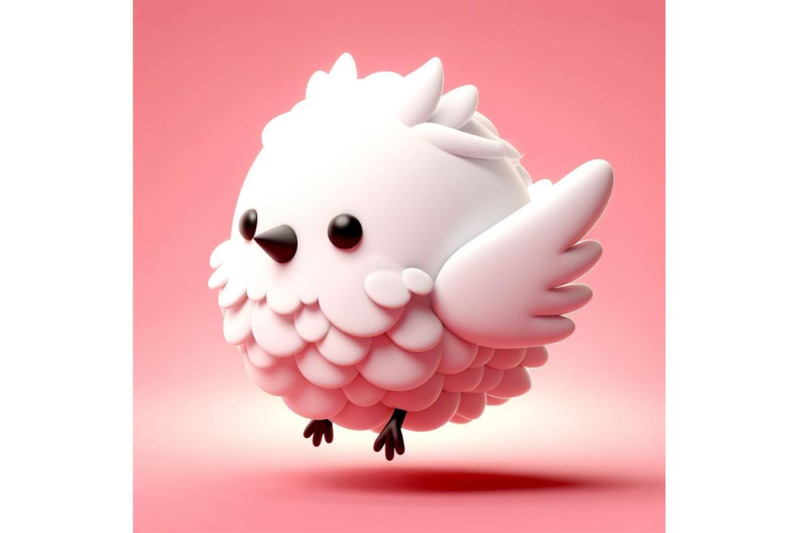 4-cute-fluffy-white-bird-pink-background-3d