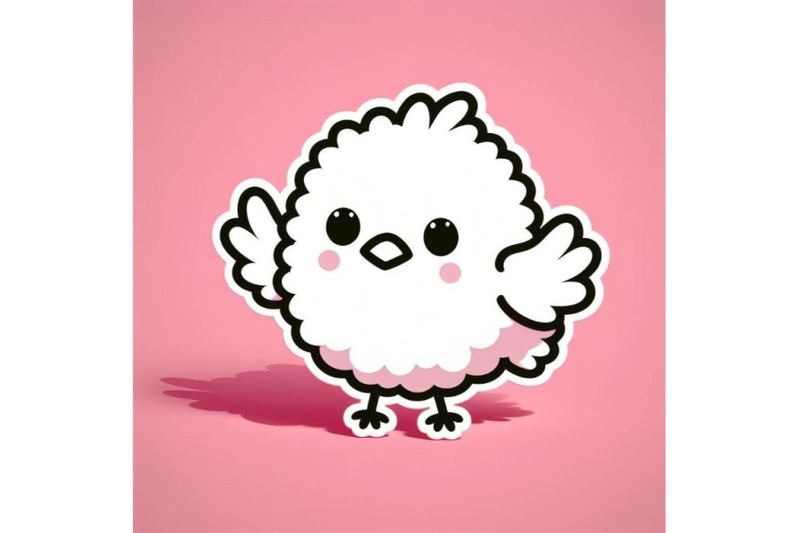 4-cute-fluffy-white-bird-pink-background-3d