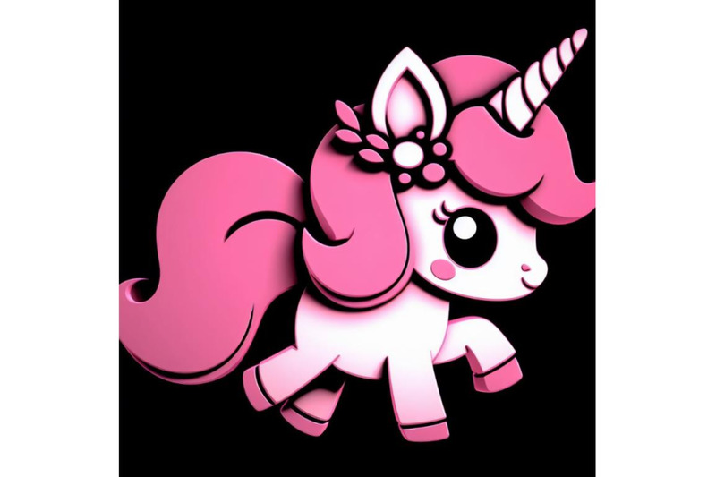 4-cute-fluffy-pink-unicorn-black-background-3d