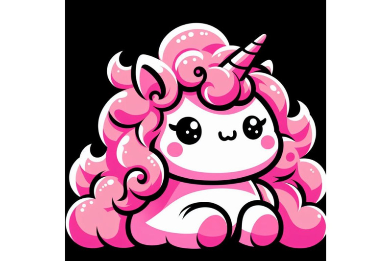 4-cute-fluffy-pink-unicorn-black-background-3d