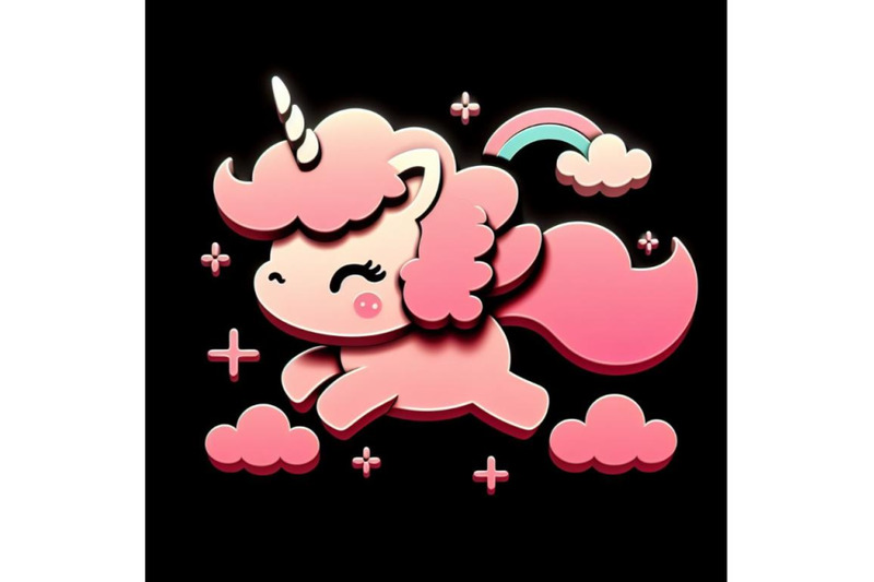 4-cute-fluffy-pink-unicorn-black-background-3d