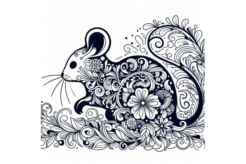 4-beautiful-decorative-mouse-abstract-floral-white-background