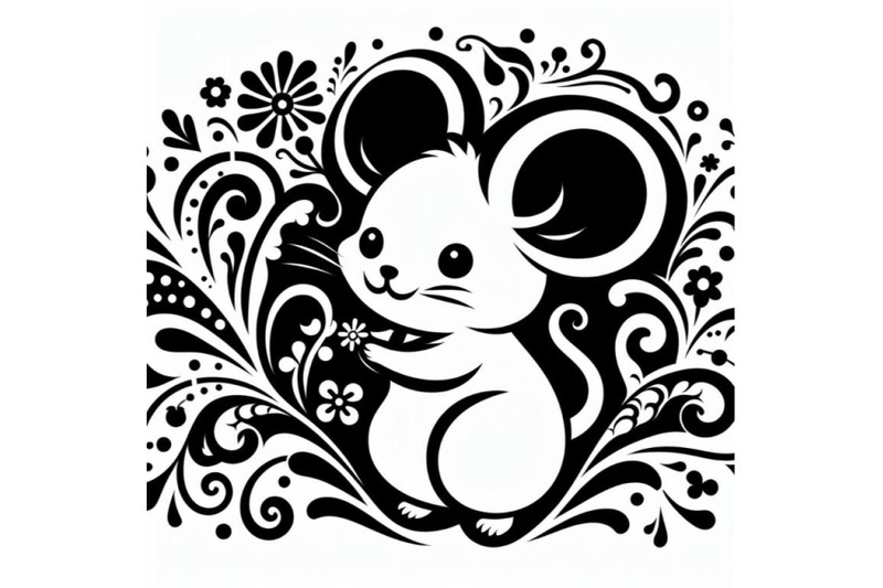 4-beautiful-decorative-mouse-abstract-floral-white-background