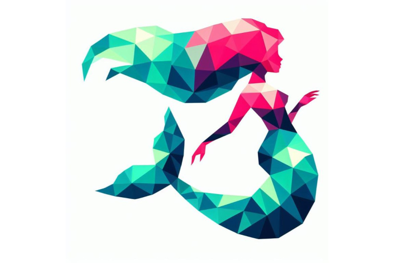 4-low-poly-mermaid-triangle-myth-creature