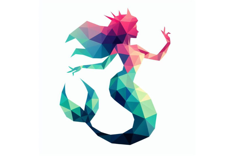 4-low-poly-mermaid-triangle-myth-creature