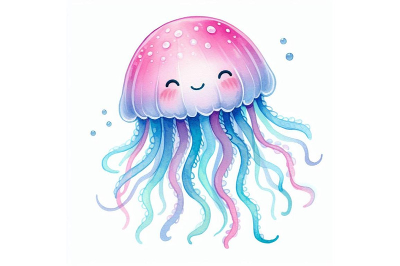 4-watercolor-isolated-cute-jellyfish-paper-art-layer-background-vector