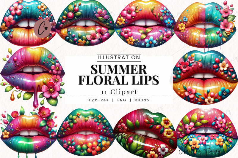 summer-floral-lips-clipart