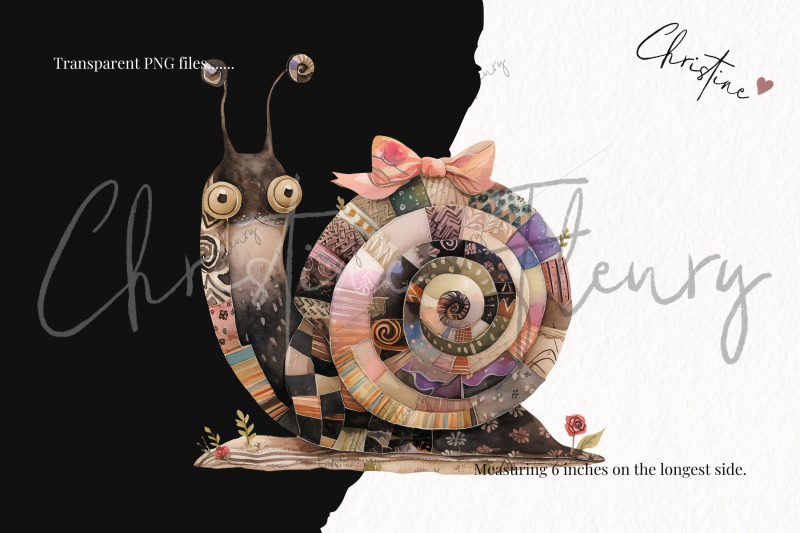 patchwork-snails-clipart-whimsical-png