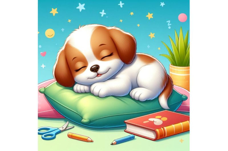 4-cute-puppy-sleeping-on-a-cushion