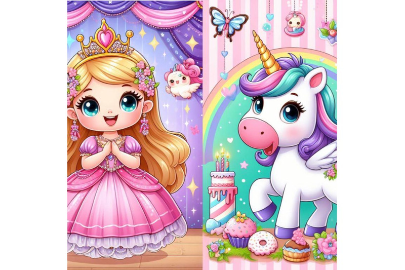 4-cute-cartoon-fairy-tale-princess-and-unicorn