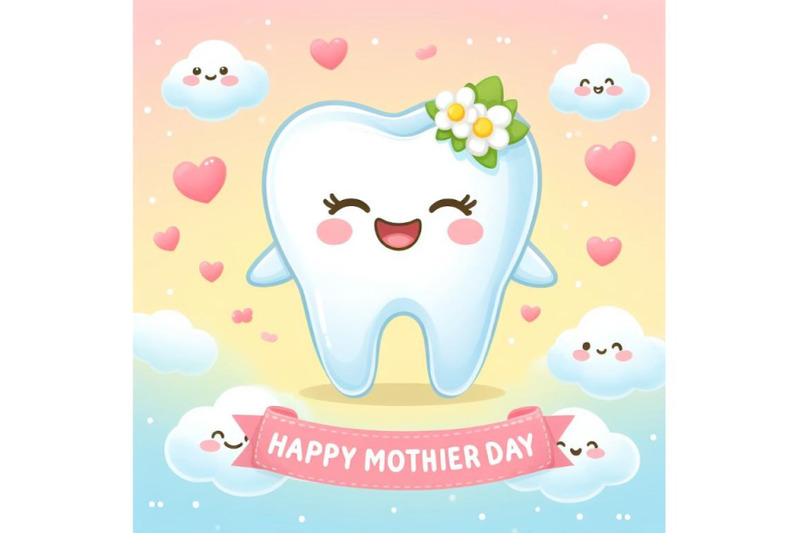 4-cute-cartoon-tooth-smile-happily-with-happy-mother-day