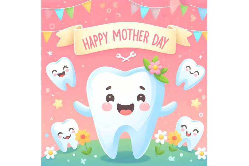 4-cute-cartoon-tooth-smile-happily-with-happy-mother-day