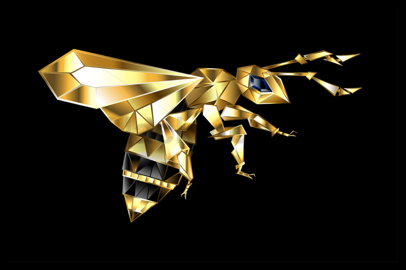 flying-gold-polygonal-bee