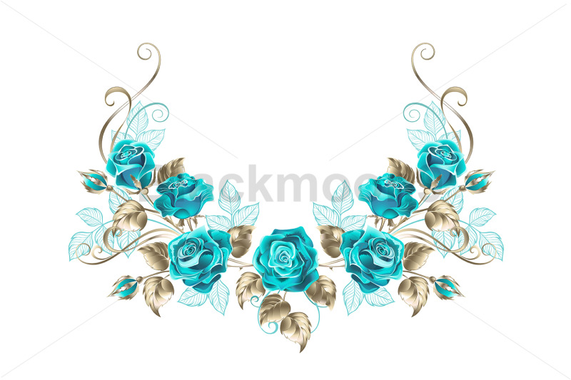 symmetrical-garland-with-turquoise-roses
