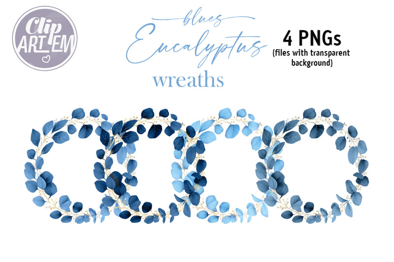 blue-eucalyptus-greenery-gold-wreaths-4-png-watercolor-clip-ar-set