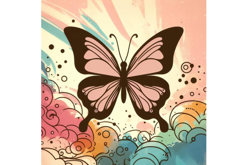 4-a-butterfly-line-art-and-pastel-abstract-background