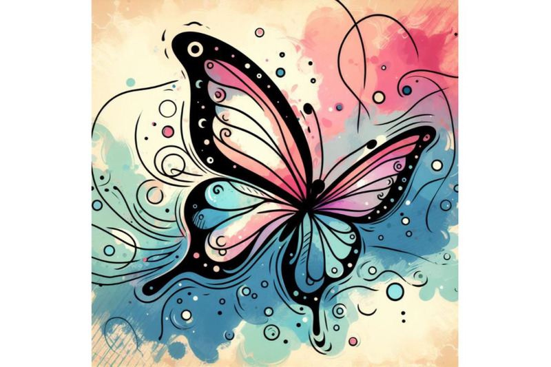 4-a-butterfly-line-art-and-pastel-abstract-background