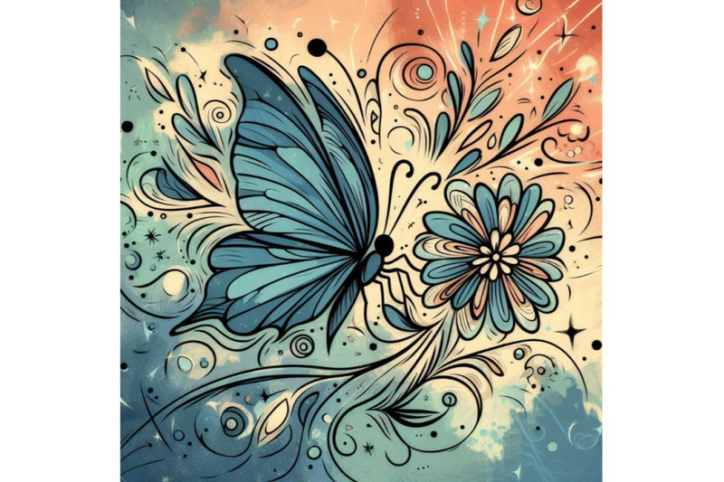 4-a-butterfly-line-art-and-pastel-abstract-background