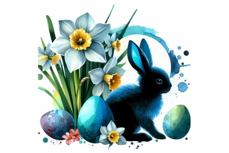 4-abstract-bunny-eggs-blooming-narcissus-flower