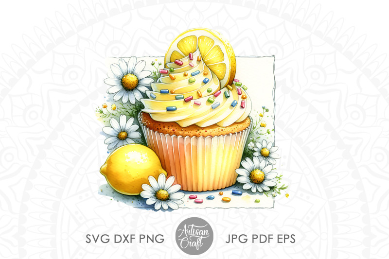 watercolor-cupcake-clipart-with-lemons-and-daisies